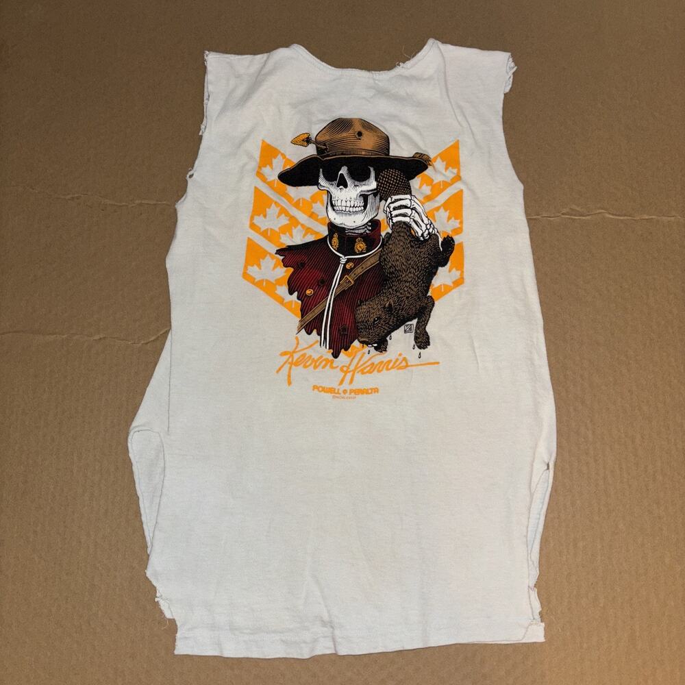 Vintage 1986 Kevin Harris Powell Peralta T-shirt Cut Sleeves Collar S Fits M
